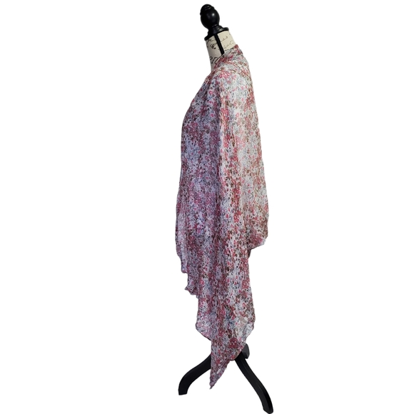 Women's Floral Print Wrap/Scarf  Sheer/Lightweight 100% Polyester - Picture 3 of 12
